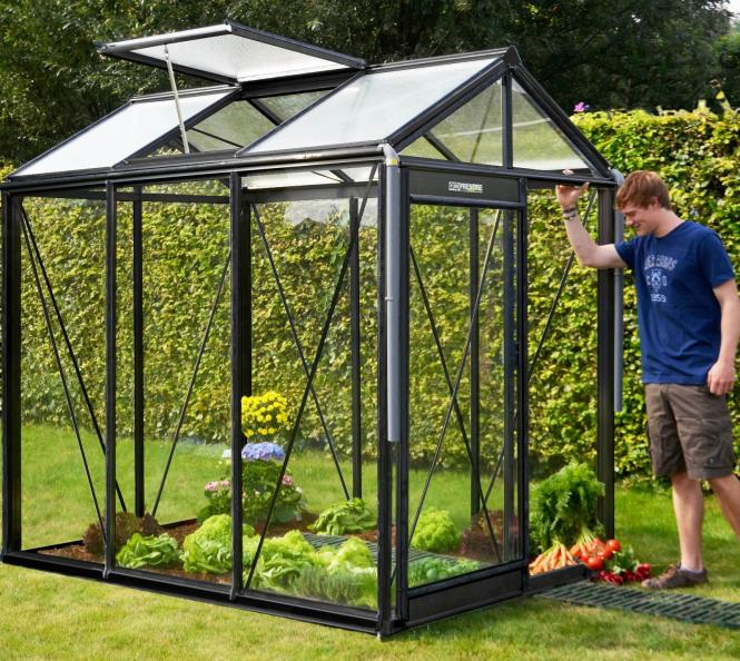 ACD Aluminium Glas Gewächshaus Piccolo schwarz, 3,56m²