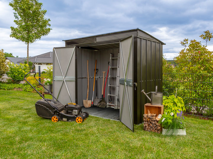 Spacemaker Metallgartenhaus Pultdach onyx schwarz