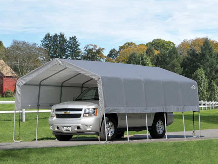Shelter Logic Foliencarport und Autogarage grau