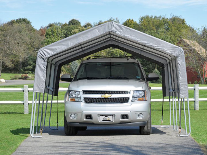 Shelter Logic Foliencarport und Autogarage grau