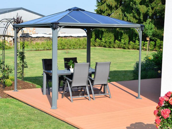 Palram Aluminium Pavillon Palermo 3000 mit Sitzgarnitur