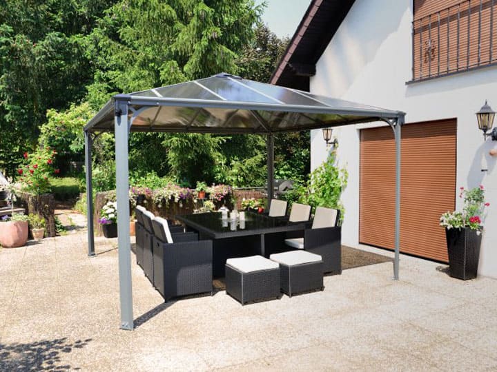 Palram Aluminium Pavillon Palermo 3600 mit Sitzgarnitur