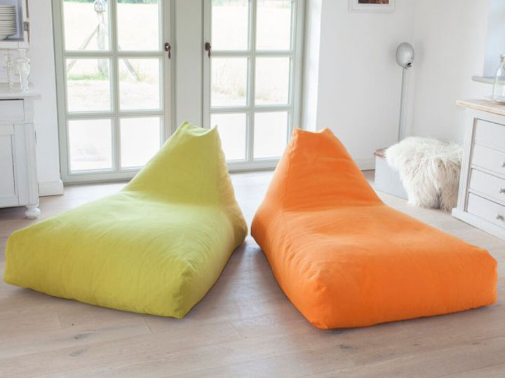 Pushbag Indoor Sitzsaecke Angel in gruen und orange