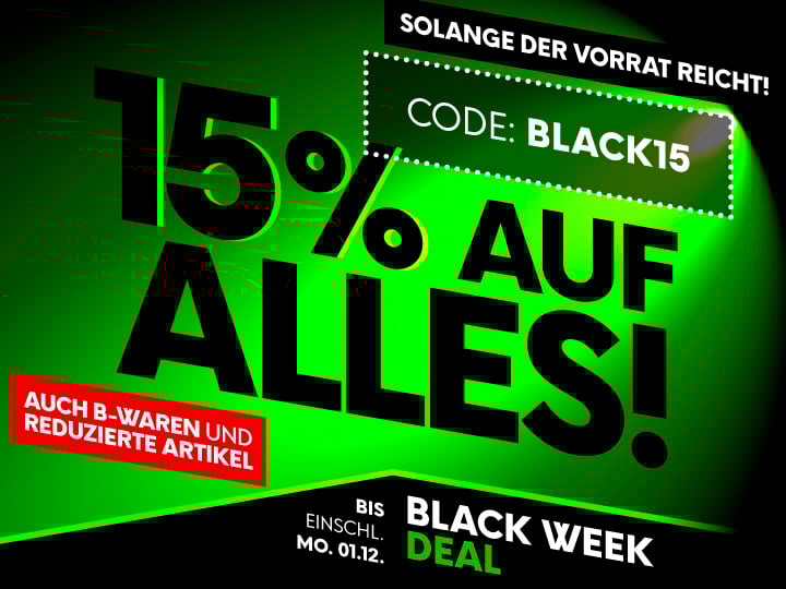 Black Week - 15% auf das gesamte Sortiment