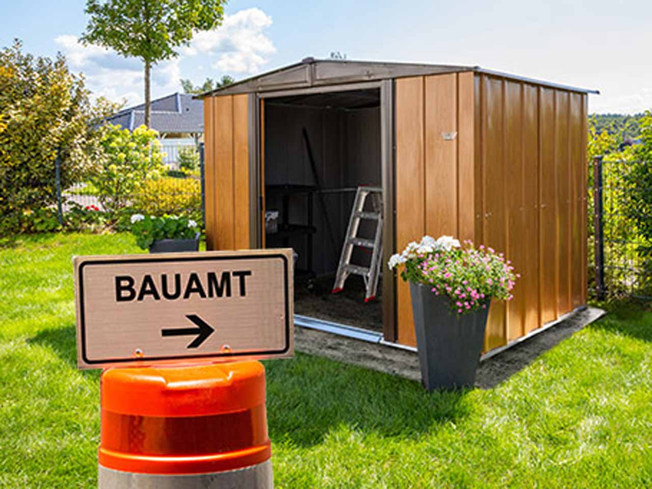 Gartenhaus mit Bauamt Hinweis