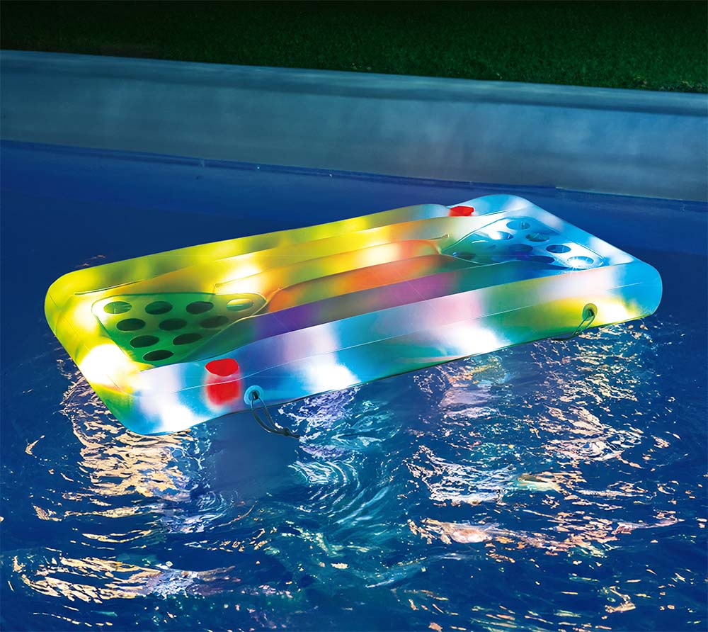 Summer Waves Luftmatratze Aqua Glow | Bierpong | inkl. LED-Funktion