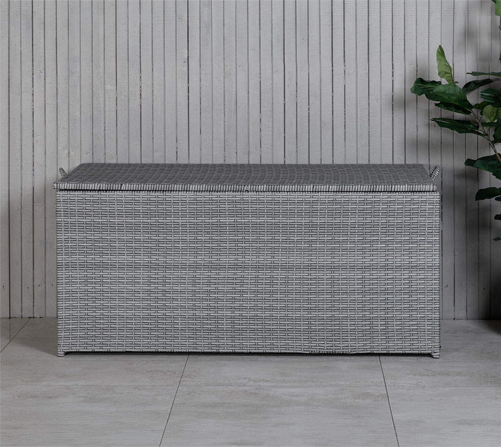 VENTURE HOME Kunststoff Gartenbox London | Kissenbox in Rattanoptik | Grau