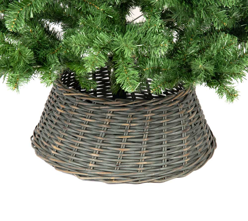 FONDUO Weihnachtsbaum Rock Aus Rattan - Baumständer Abdeckung In Braun, 50x65x21 Cm