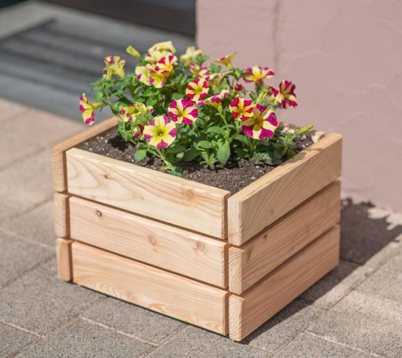 Westmann Premium Pflanzkübel L aus Holz Blumenkasten natur 30x36x25 cm
