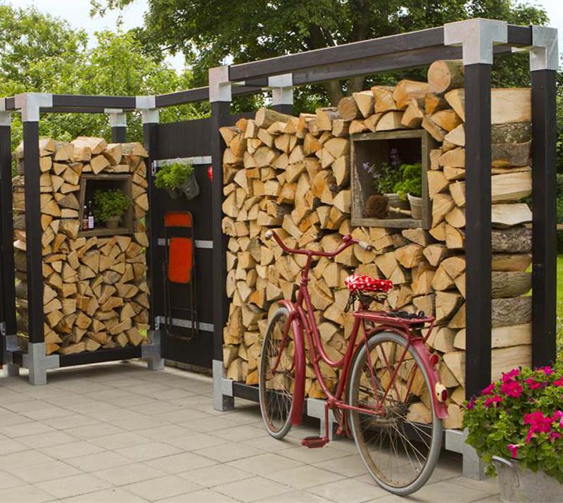 Plus Holz Kaminholzregal Holzlager natur 50x286x188 cm 
