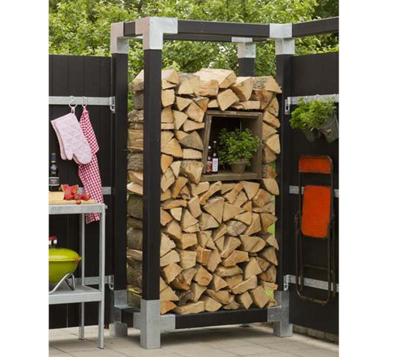 Plus Holz Kaminholzregal Holzlager natur 50x206x188 cm 