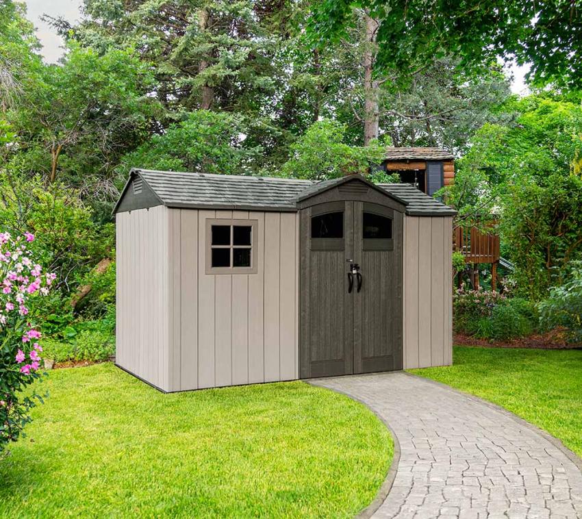 Lifetime Kunststoff Gerätehaus Pluto | Gerätehaus mit Boden | Grau | 206x350x225 cm 