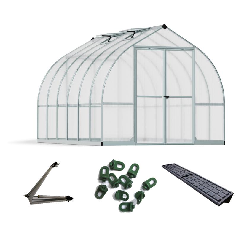 Palram - Canopia Aluminium Gewächshaus Bella 812 Sparset | Silber | 367x244x219 cm 