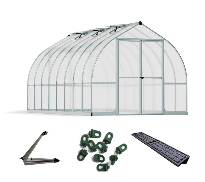 Palram - Canopia Aluminiumgewächshaus Bella 816 Sparset | Silber | 489x244x219 cm 