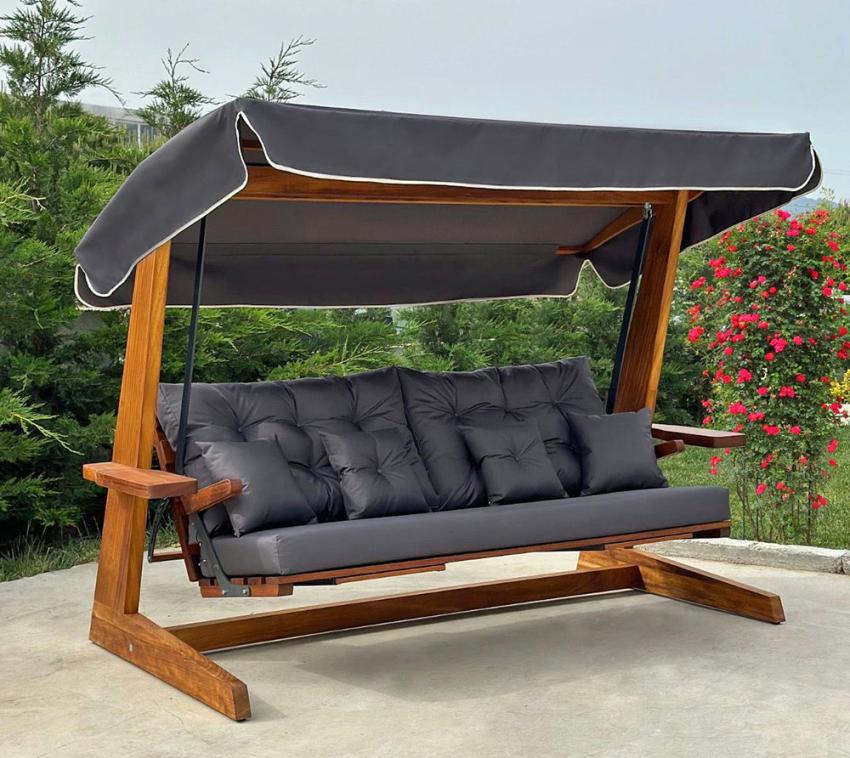 Westmann Irokoholz Hollywoodschaukel Luna 2600 | Anthrazit | 139x260x195 cm 