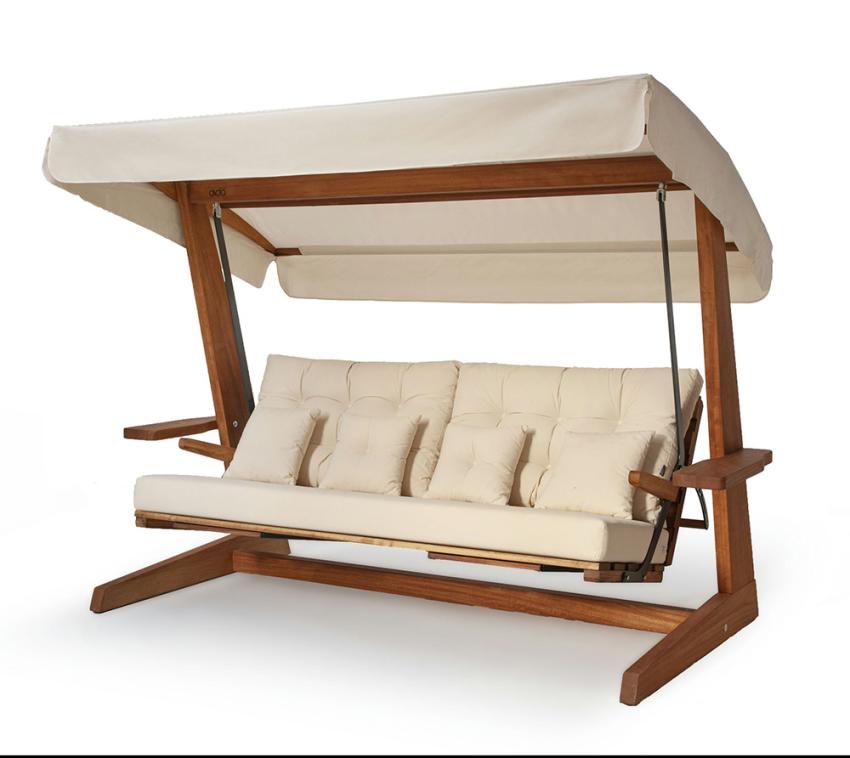 B-WARE Westmann Irokoholz Hollywoodschaukel Luna 2600 | Beige | 139x260x195 cm 