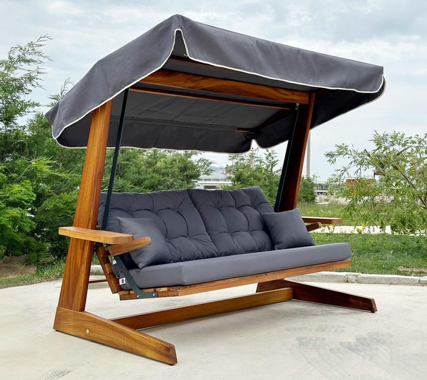 Westmann Holz Hollywoodschaukel Sia 2400 | Anthrazit | 120x236x190 cm 