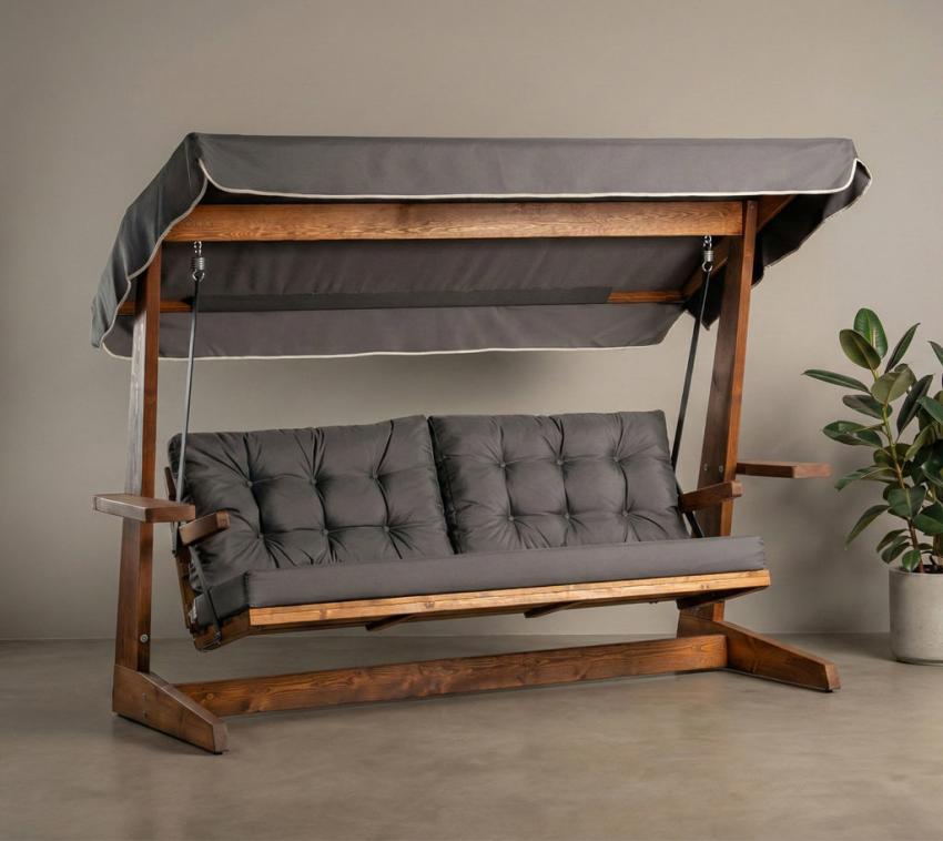 Westmann Holz Hollywoodschaukel Viva 2400 | Anthrazit | 237x115x175 cm 