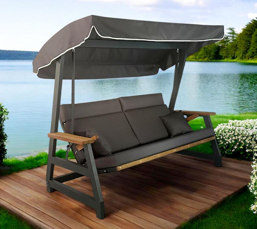 Westmann Nova 2400 | Hollywoodschaukel mit Liegefunktion | Anthrazit | 122x226x190 cm 