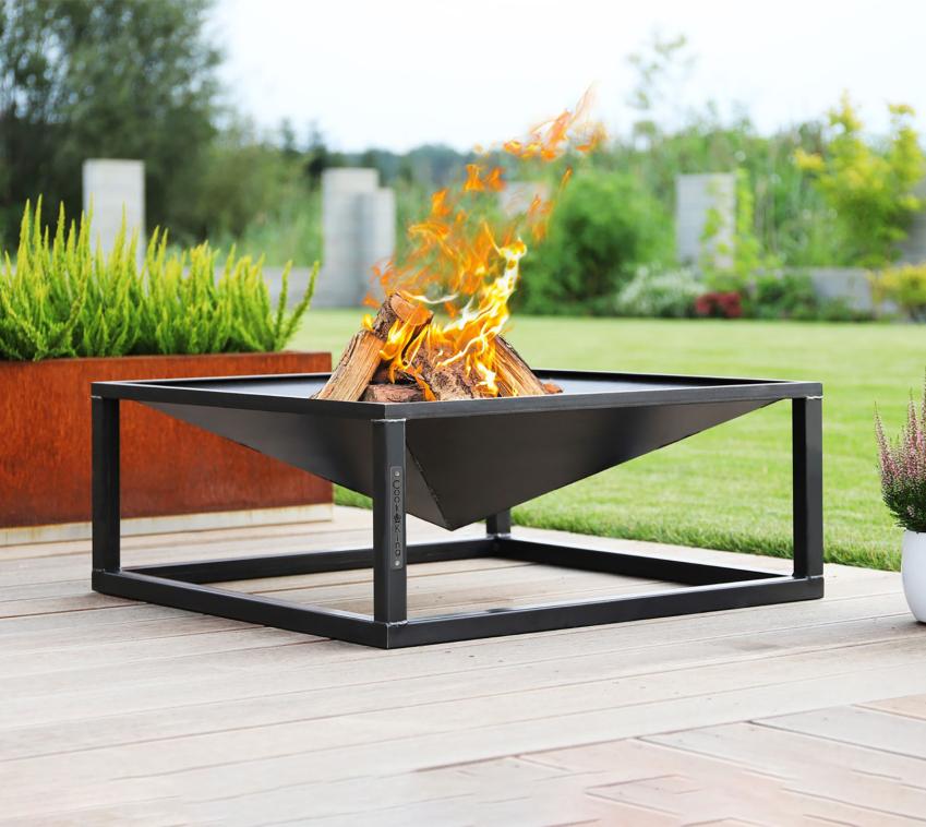CookKing Square | Garten Feuerschale 70 cm | Stahl Grill 