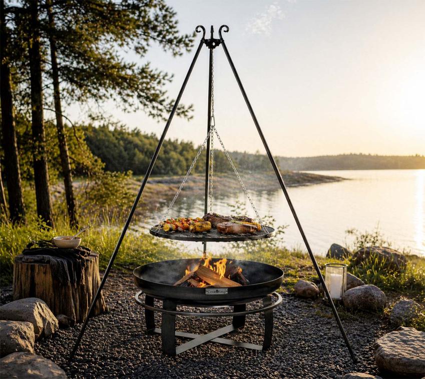 CookKing Schwenkgrill Set Viking 1 | mit Feuerschale, Dreibein und Grillrost 