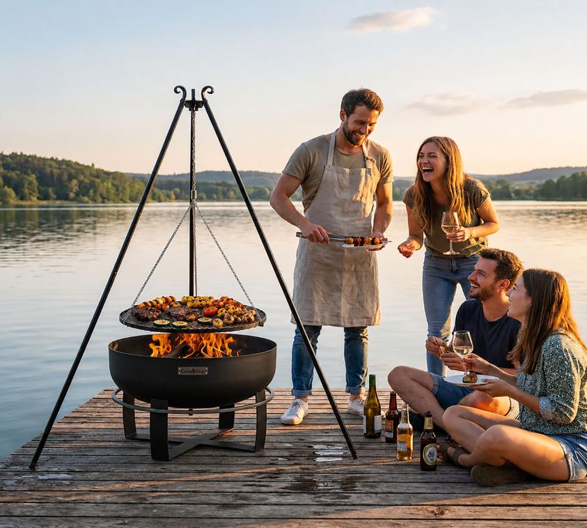 CookKing Schwenkgrill Set Viking 3 | mit Feuerschale, Dreibein und Grillrost 