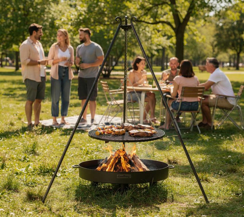CookKing Schwenkgrill Set Tunis 1 | mit Feuerschale, Dreibein und Grillrost 