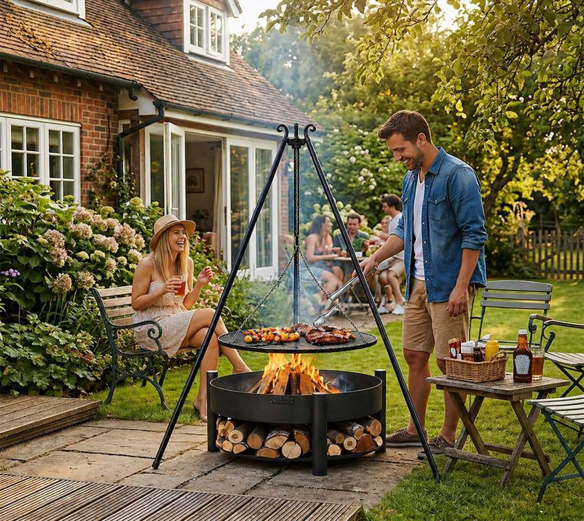 CookKing Schwenkgrill Set Montana 2 | mit Feuerschale, Dreibein und Grillrost 