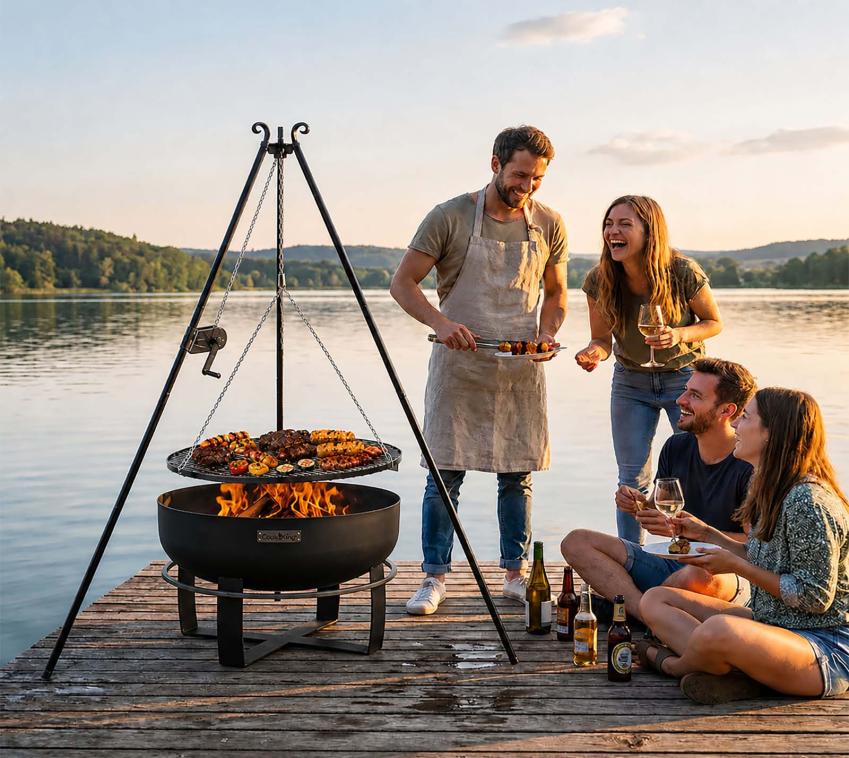 CookKing Schwenkgrill Set Viking 6 | mit Feuerschale, Dreibein und Grillrost 