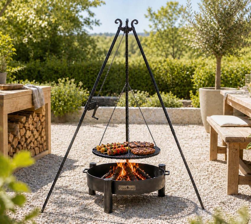 CookKing Schwenkgrill Set Haiti 2 | mit Feuerschale, Dreibein und Grillrost 