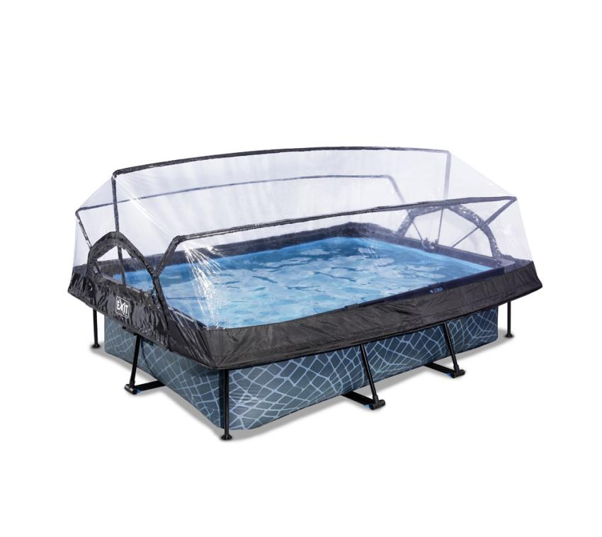 Exit Stahlrahmen Pool | rechteckiger Pool mit Dach | 220x150x65cm 