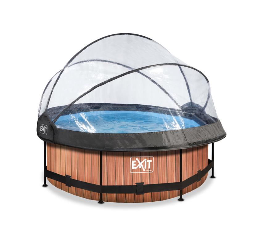 Exit Stahlrahmen Aufstellpool | Braun | 244x76 cm Inkl. Filterpumpe, Sonnendach