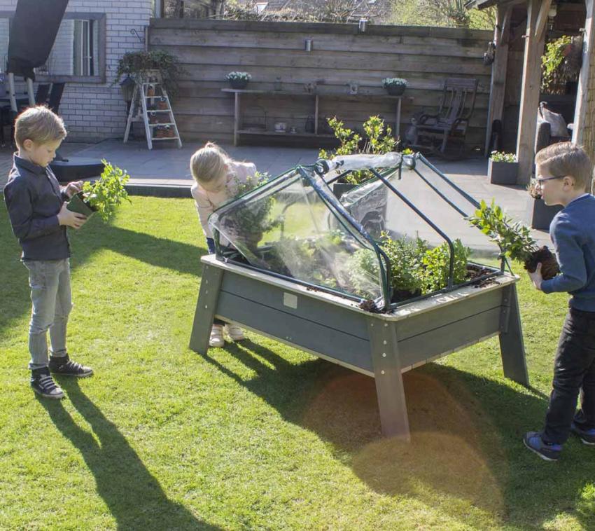 Exit Holz Kinder Hochbeet Aksent XL | Grau | 94x138x50 cm 