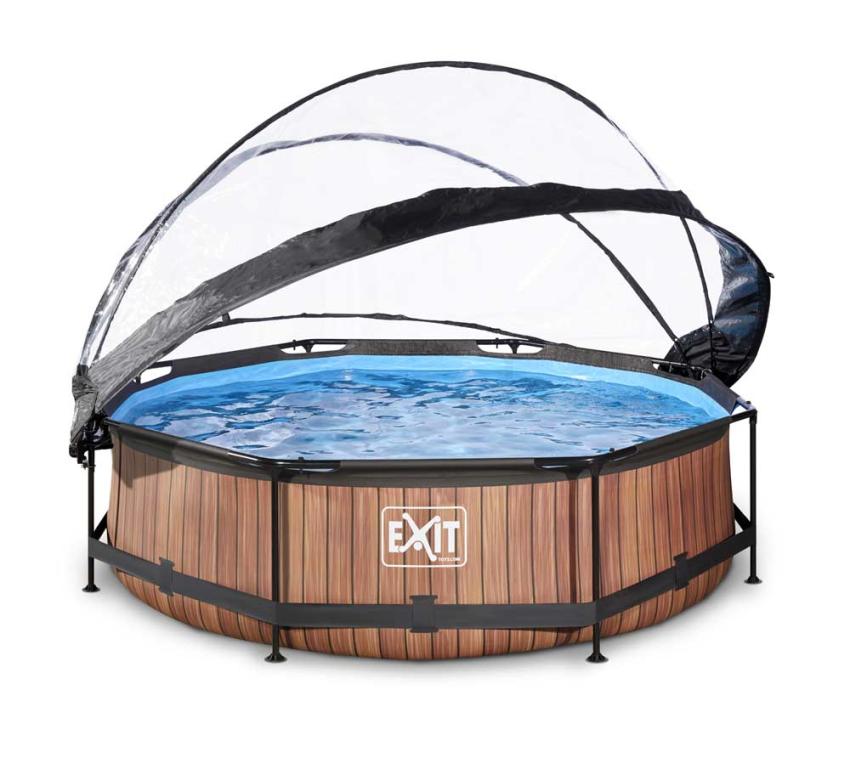 Exit Rundpool Swimming-Pool inkl. Überdachung Wood Braun, 300x76 cm 