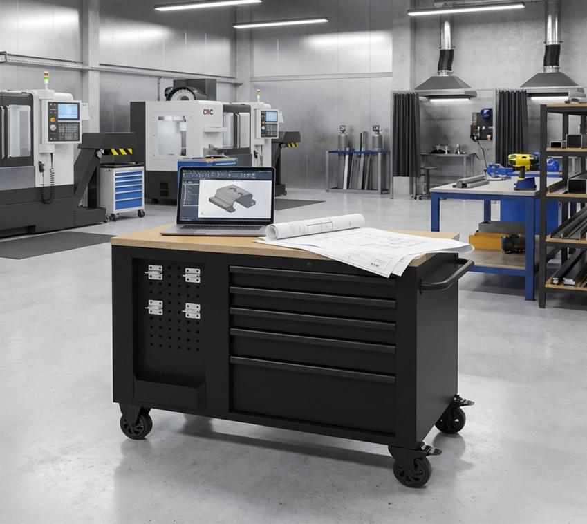 FEISTOS EOS Blackline Hektor | mobile Werkbank mit Schubladen | Schwarz 