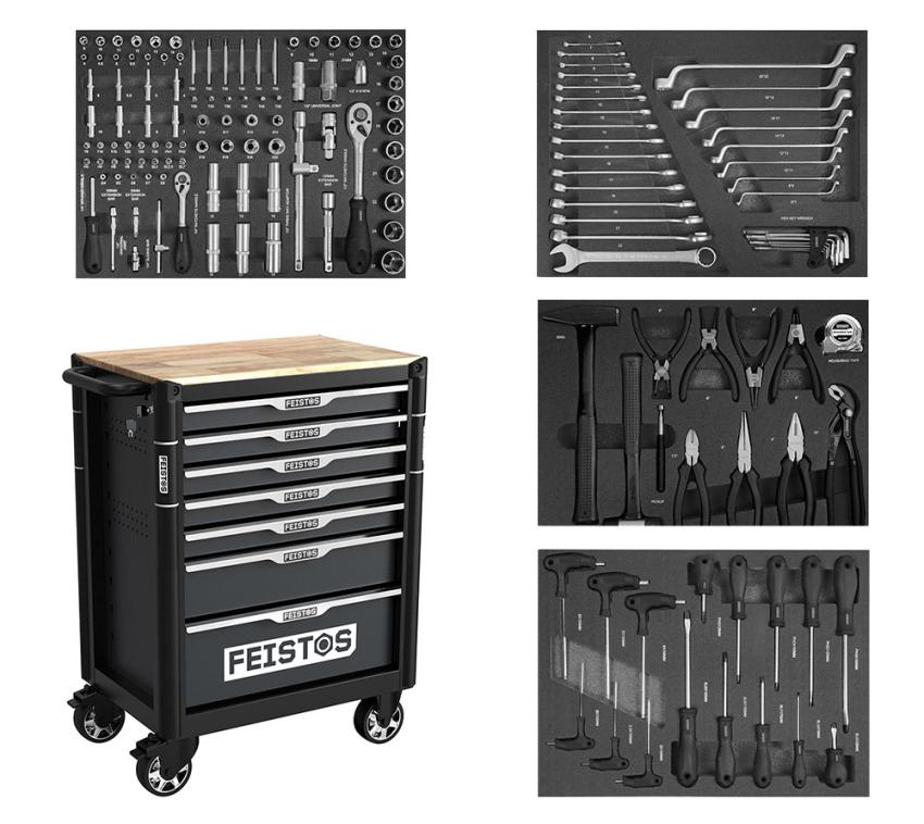 FEISTOS Mento 2 | mobiler Werkstattwagen | bestückt mit 158 Werkzeugen 