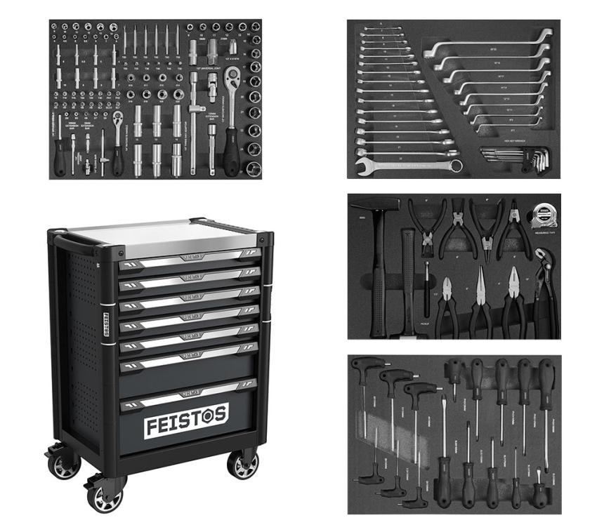 FEISTOS Mento 3 | mobiler Werkstattwagen | bestückt mit 158 Werkzeugen 