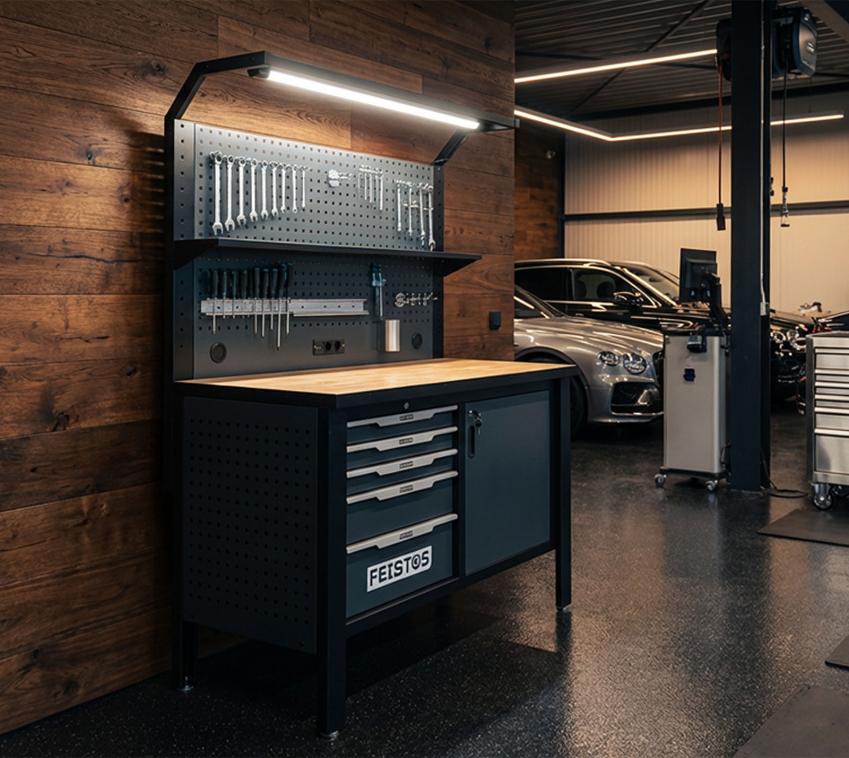 FEISTOS Werkstatteinrichtung Luxon | Werkbank mit Lochwand | + Zubehör 