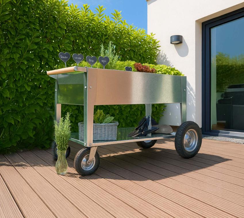 Herstera Garden Metall Hochbeet Swivel | Silber | 120x60x84 cm 
