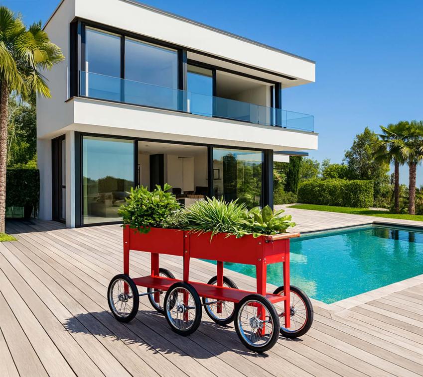 Herstera Garden Metall Hochbeet Wheels | Rot | 186x50x80 cm 