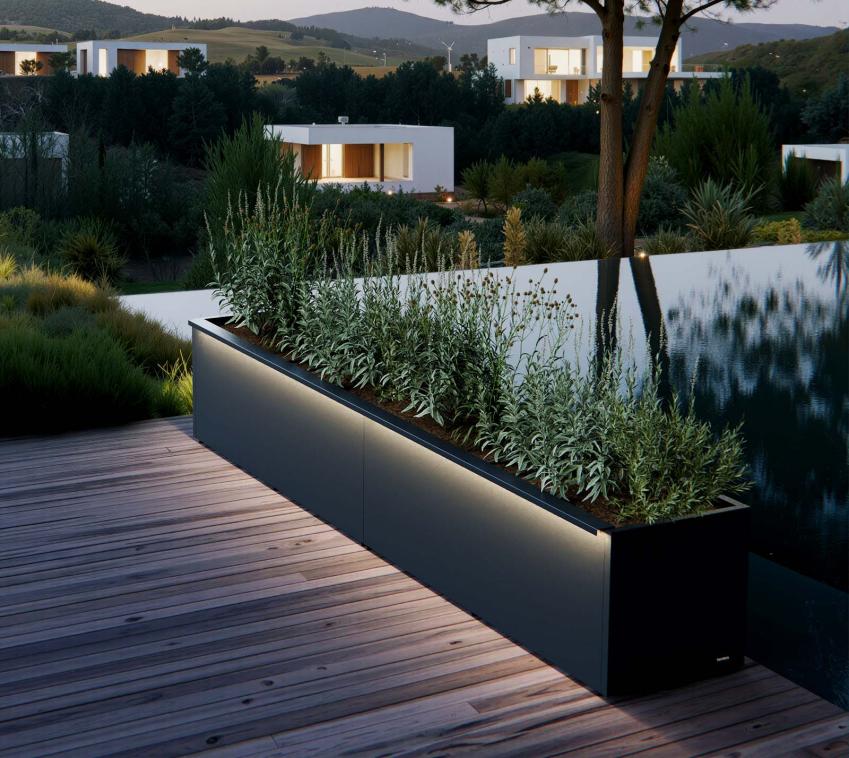 Herstera Garden Cube 50 L Plus | Outdoor Pflanzkübel mit LED | 2er-Set | 300x50x50 cm 