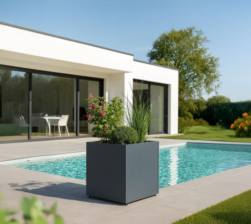 Herstera Garden Cube S | Outdoor Pflanzkübel quadratisch | Anthrazit | 50x50x50 cm 
