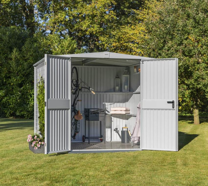 Hörmann Metall Gerätehaus Berry Classic Satteldach | Silber | 114x245x216 cm 