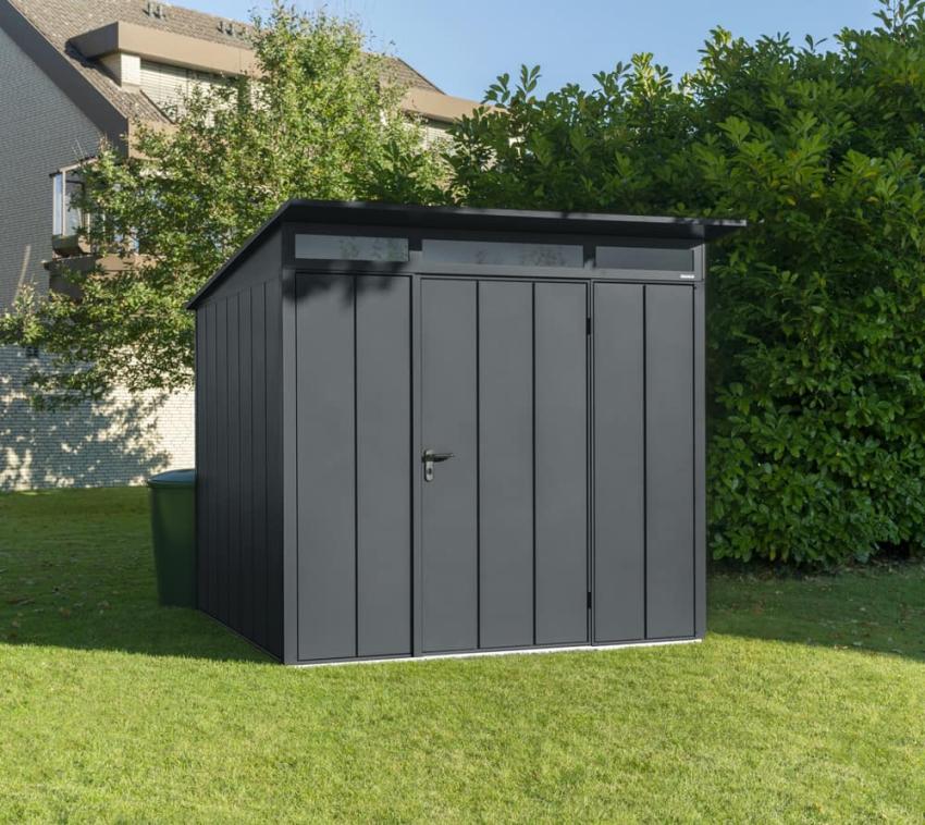 Hörmann Metall Gerätehaus Berry Modern Pultdach | Silber | 114x245x229 cm 