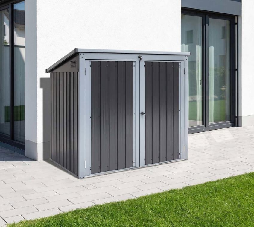Westmann Stahl Mülltonnenbox und Gerätebox | Anthrazit | 101x158x134 cm 