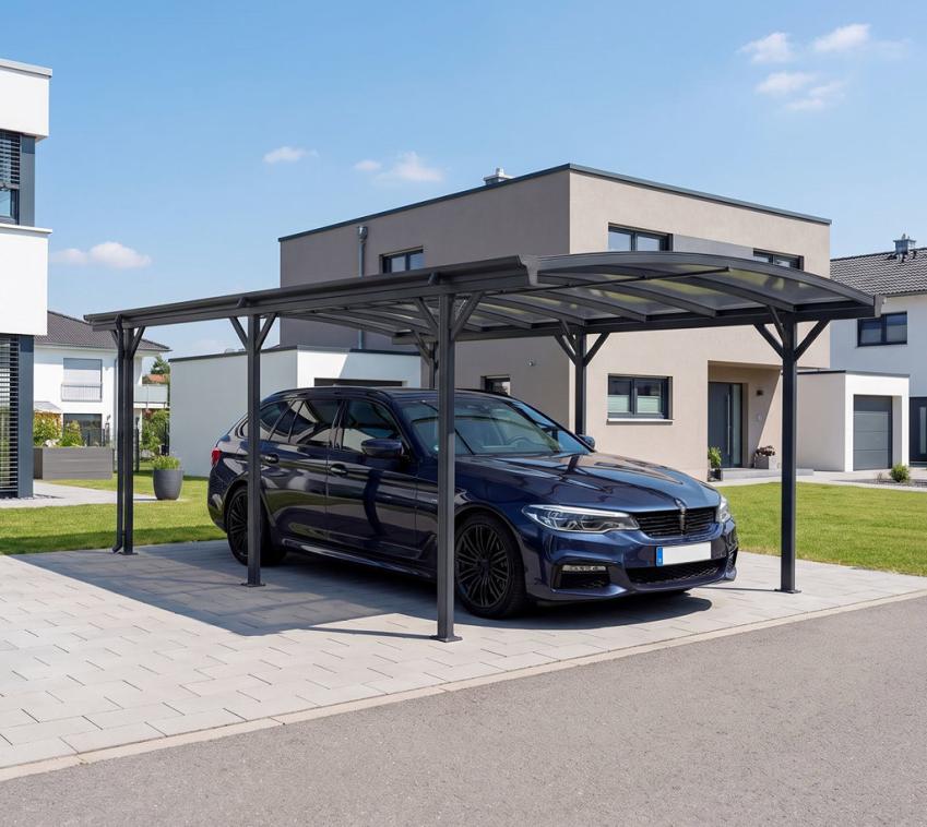 Westmann Aluminium Runddach Carport Stockholm | Anthrazit | 576x300x220 cm 