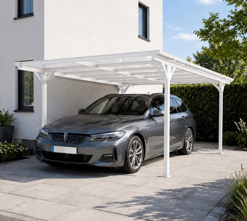 Westmann Aluminium Flachdach Carport Helsinki | Weiß | 503x305x232 cm 