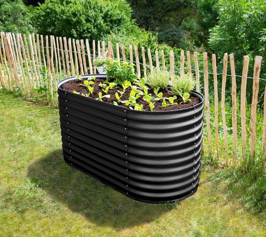 Westmann Grow Faster S | kleines Hochbeet aus Metall | Wellblech | Anthrazit 