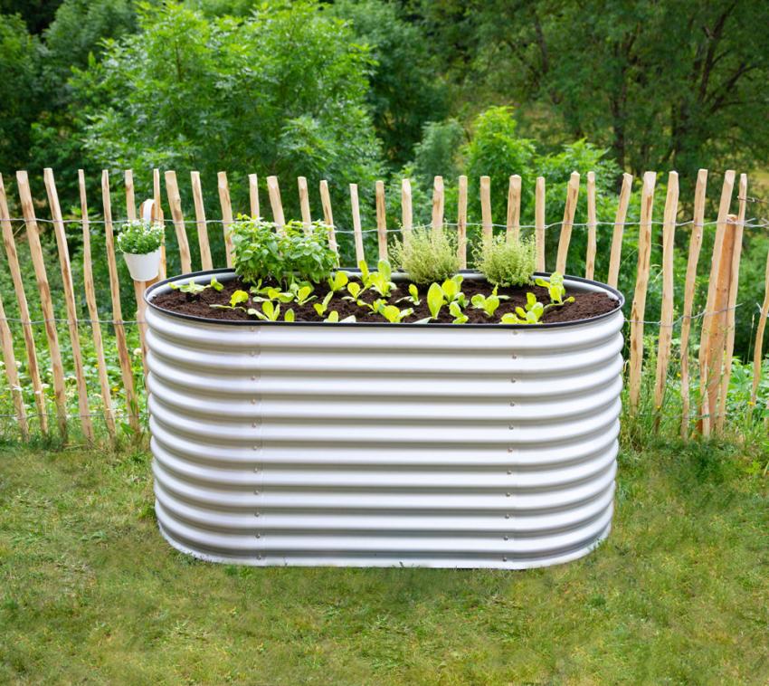 Westmann Grow Faster S | kleines Hochbeet aus Metall | Wellblech | SIlber 