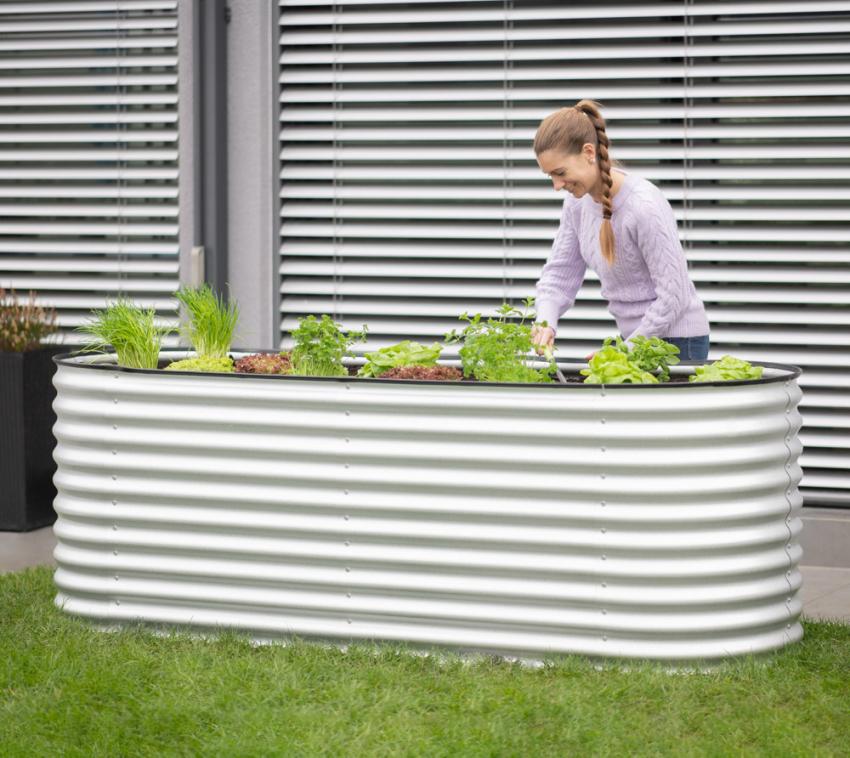 Westmann Grow Faster M | Metall Hochbeet aus Wellblech | Silber 